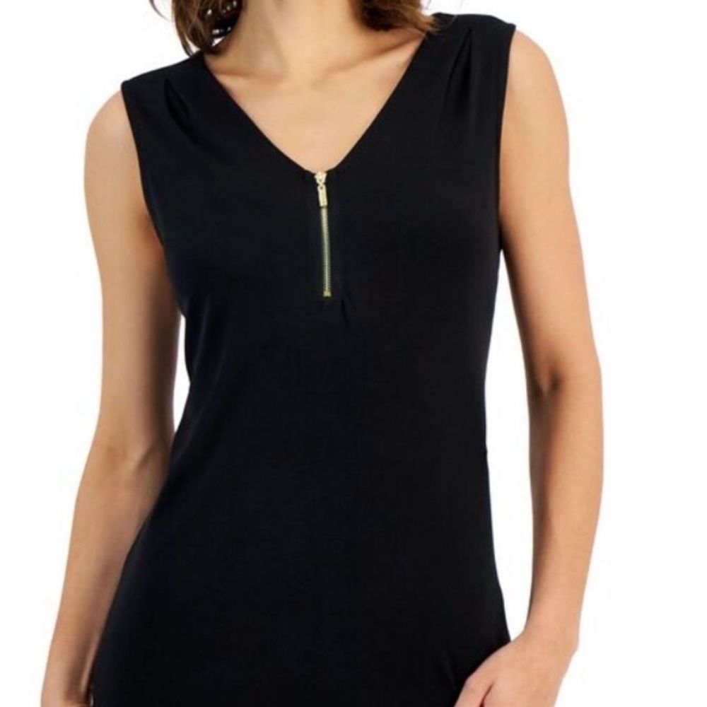 INC International Concepts Black Tank Top with Gold Accent XL